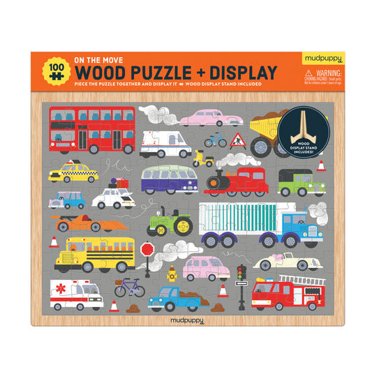 On the Move 100 Piece Wood Puzzle + Display