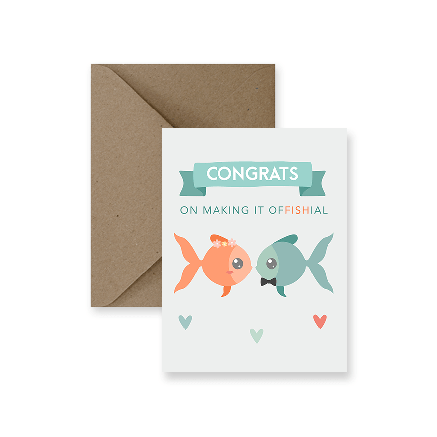 Congrats On Making It Offishial Wedding Greeting Card