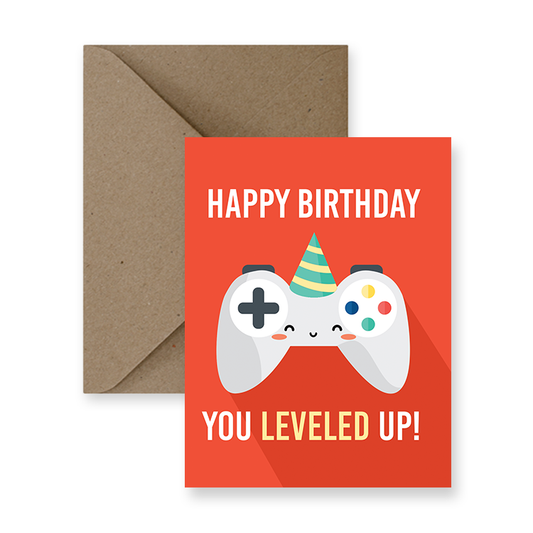 Video Game Leveled Up Birthday Card