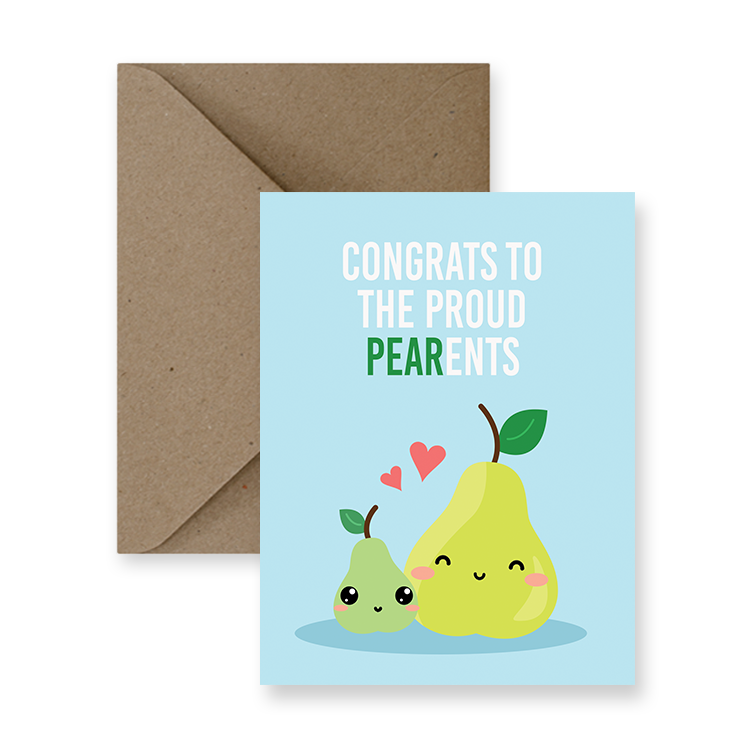 New Baby - Congrats Proud Pear-ents Greeting Card