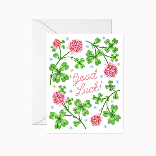 Good Luck Floral Clovers Card - Linden